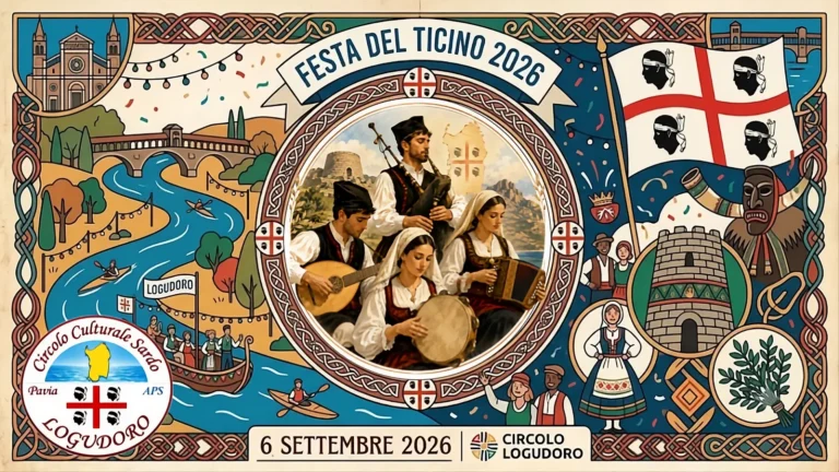 Il Circolo Culturale Sardo Logudoro partecipa alla Festa del Ticino di Pavia domenica 6 settembre 2026. Ci trovi alla postazione n. 34.